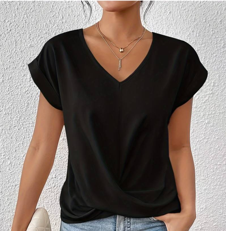 Marino - CAMISETA DE MUJER CON CUELLO EN V