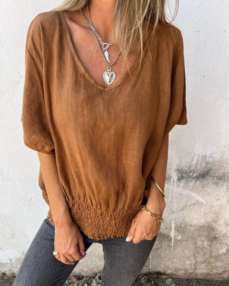 Muse - Camiseta Boho de cuello en V