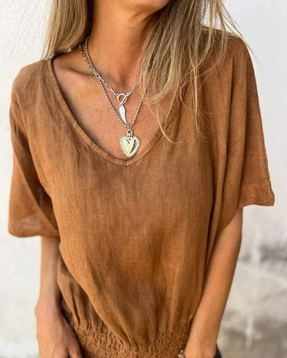 Muse - Camiseta Boho de cuello en V
