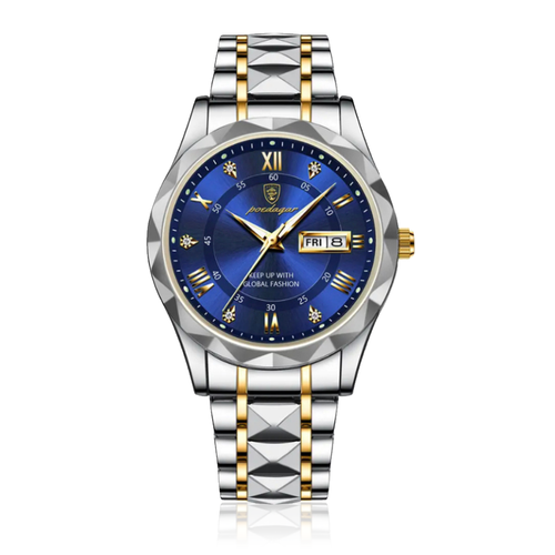 POEDAGAR Luminous Steel 40mm Watch - Resistente all'acqua | Acciaio trasferito