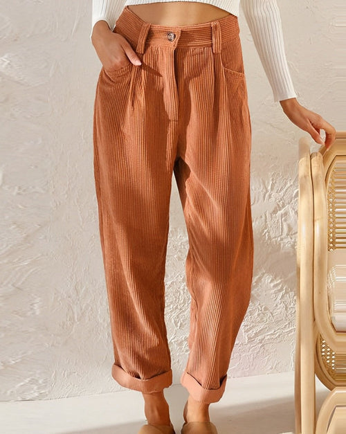 Clara™ | Pantaloni a vita alta in velluto a coste retrò